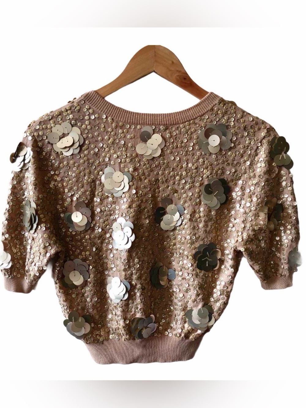 Nanette Lepore Sequin Embellished Beige Cardigan Size Xsmall - Picture 2 of 4